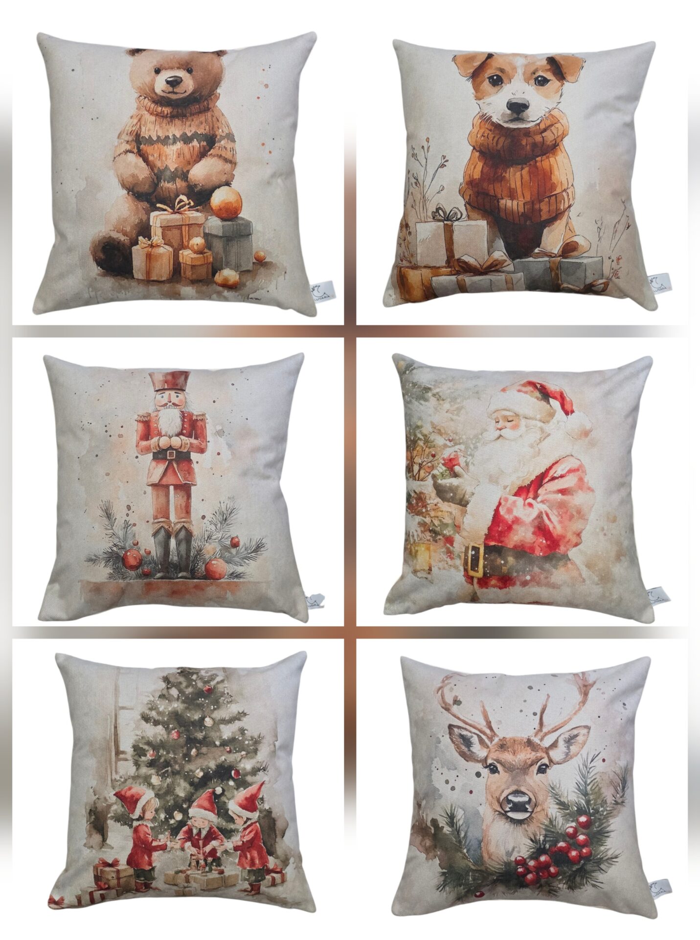 Federa Cuscino Natalizio Vintage Red