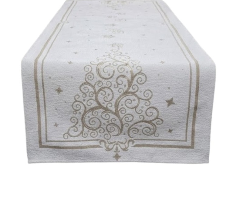 Runner in gobelin microfibra Albero oro lurex
