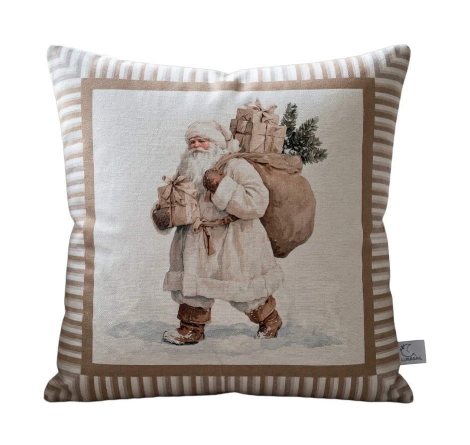 Federa Cuscino Natalizia Babbo Natale Gold in Tessuto TEA